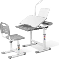 Bamny Juego de Escritorio Ajustable para Niños de 3 a 14 Años- Silla y Mesa de Escritorio Infantil Ergonómico con…